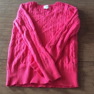 V-neck cable knit sweater